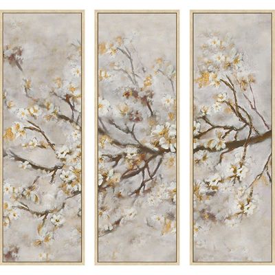 Latin Autumn Leaves S/3 Hand Painted Framed Canvas 3Pcs:30X90