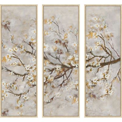 Latin Autumn Leaves S/3 Hand Painted Framed Canvas 3Pcs:30X90