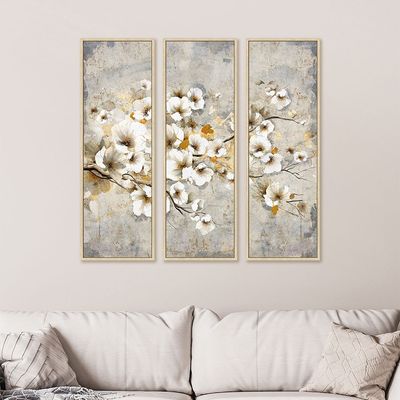 Latin Spring Bloom S/3 Hand Painted Framed Canvas 3Pcs:30X90