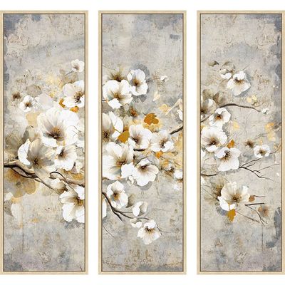 Latin Spring Bloom S/3 Hand Painted Framed Canvas 3Pcs:30X90