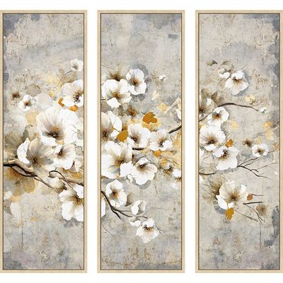 Latin Spring Bloom S/3 Hand Painted Framed Canvas 3Pcs:30X90