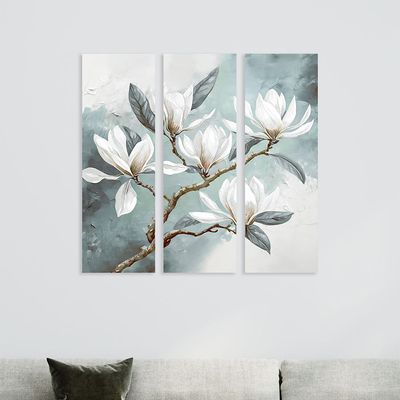Latin Oriental Leaf S/3 Hand Painted Framed Canvas 3Pcs:30X90
