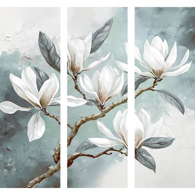 Latin Oriental Leaf S/3 Hand Painted Framed Canvas 3Pcs:30X90