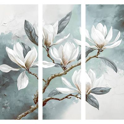 Latin Oriental Leaf S/3 Hand Painted Framed Canvas 3Pcs:30X90