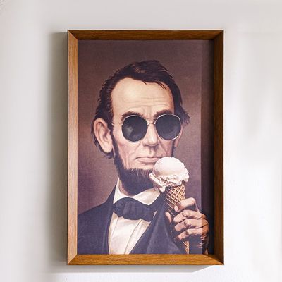 Latin Mr.Lincoln With Ice Cream Print Framed Canvas 40X60 Latin Mr.Lincoln With Ice Cream Print Framed Canvas 40X60