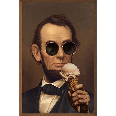 Latin Mr.Lincoln With Ice Cream Print Framed Canvas 40X60