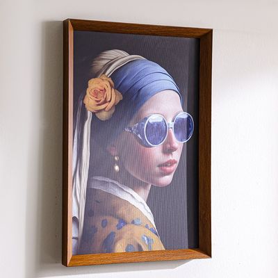 Latin Girl With Earring And Sunglasses Print Framed Canvas 40X60