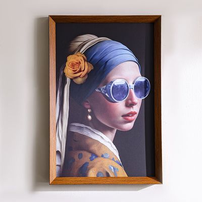 Latin Girl With Earring And Sunglasses Print Framed Canvas 40X60 Latin Girl With Earring And Sunglasses Print Framed Canvas 40X60