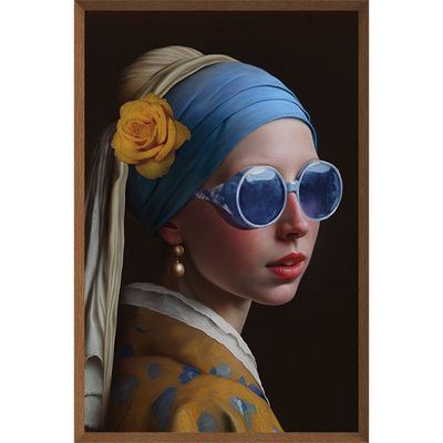 Latin Girl With Earring And Sunglasses Print Framed Canvas 40X60