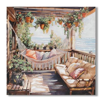 Rabat Patio In The Mediterranean 3D Framed Wall Art 80X80X3 Cm
