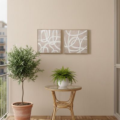 Marrakech Aurora 2 Piece Handpainted Wall Art Set 40X40Cm