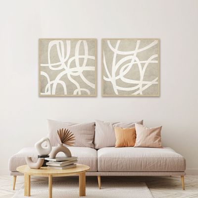Marrakech Aurora 2 Piece Handpainted Wall Art Set 40X40Cm
