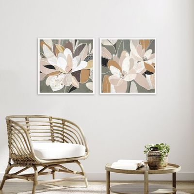 Marrakech Blooming 2 Piece Handpainted Wall Art Set 40X40Cm
