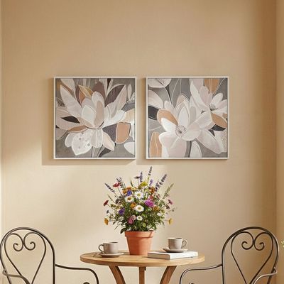 Marrakech Blooming 2 Piece Handpainted Wall Art Set 40X40Cm