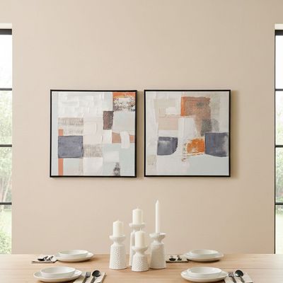 Marrakech Abstract 2 Piece Handpainted Wall Art Set 80X80Cm