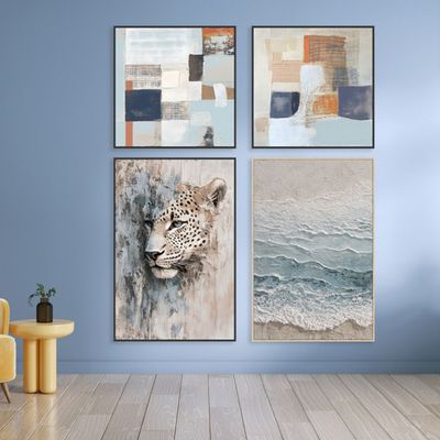 Marrakech Abstract 2 Piece Handpainted Wall Art Set 80X80Cm