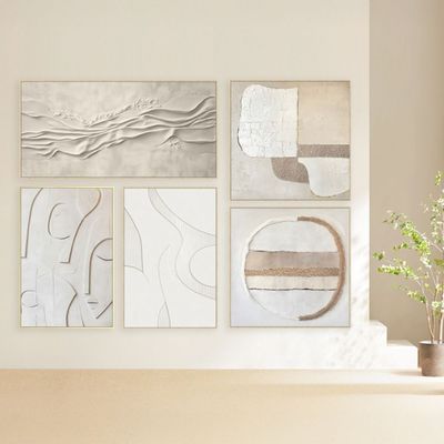 Marrakech Neutral Handpainted Wall Art 100X100Cm