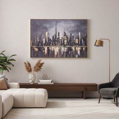 Lymora Dubai Skyline Printed Wall Art With Led 150X100X5.5CM