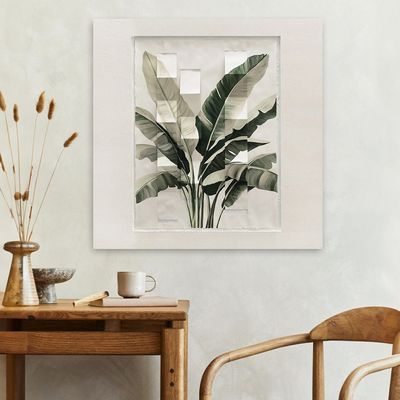 Lymora Tropical Grid Oil Painting Wall Art 80X80X4CM