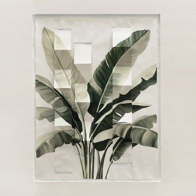 Lymora Tropical Grid Oil Painting Wall Art 80X80X4CM