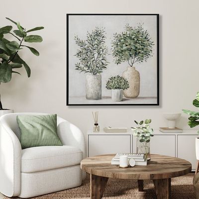 Lymora Potted Trio Oil Painting Wall Art 80X80X3.5CM