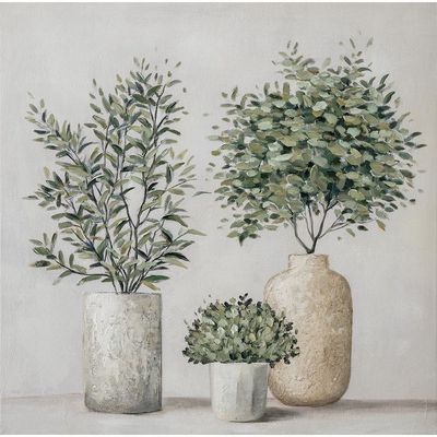 Lymora Potted Trio Oil Painting Wall Art 80X80X3.5CM
