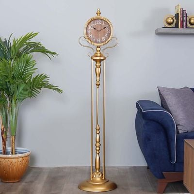 Stolpa Retro Iron Floor Clock Taiwan Step Movement Gold 32.5x32.5x152Cm