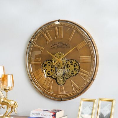 Stolpa Gear Wall Clock Taiwan Step Movement Brown 60x7x60Cm