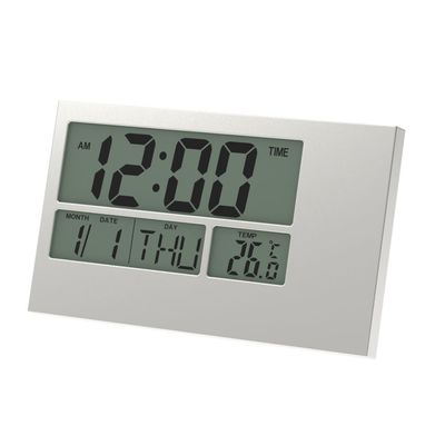 Sazwa LCD Alarm Clock with Thermometer & Calendar White 23.5x2.4x14Cm 