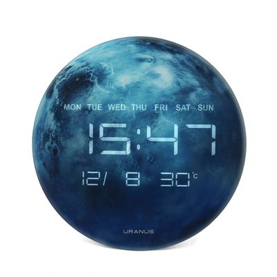 Cambridge Moon Led Digital Wall Clock
 32X32X3.2Cm Blue