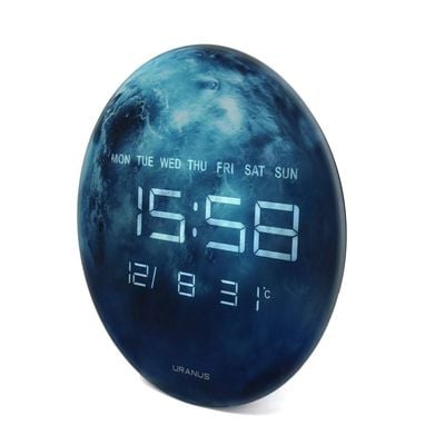 Cambridge Moon Led Digital Wall Clock
 32X32X3.2Cm Blue