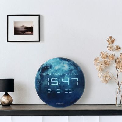 Cambridge Moon Led Digital Wall Clock
 32X32X3.2Cm Blue