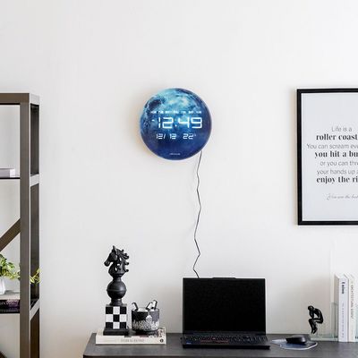 Cambridge Moon Led Digital Wall Clock
 32X32X3.2Cm Blue