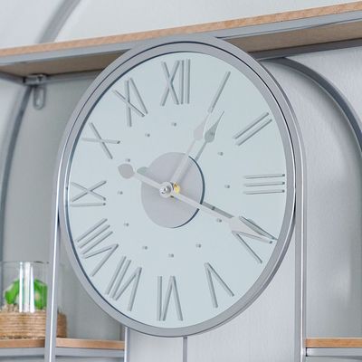 Cambridge Clock With Wooden Stand Wall Clock
 66X94X13Cm Silver