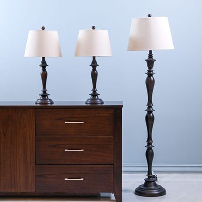 Jonathan Set Of 3 Lamp (2 Table + 1 Floor) Oil Rubber Bronze