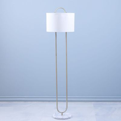 Nicholas Metal & Glass Floor Lamp White Marble+Brushed Gold