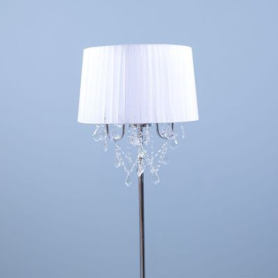 Nicholas Floor Lamp White Shade+Nickle Base