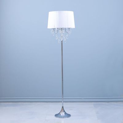 Nicholas Floor Lamp White Shade+Nickle Base