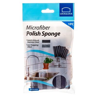 Lock & Lock Microfiber Polish Sponge 9X14cm Grey