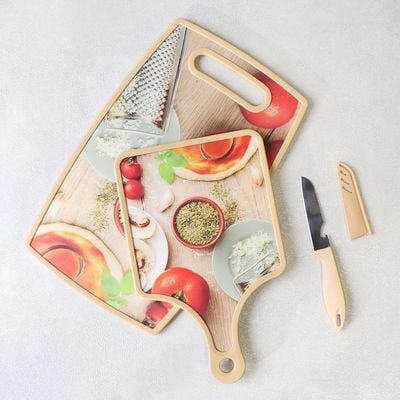 2 Pcs Cutting Board W/ Knife Asst 4 Colors