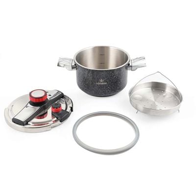 Life Smile Granite Coated Steel Grey Pressure Cooker 6+4 Ltr Zds-4+6M-B