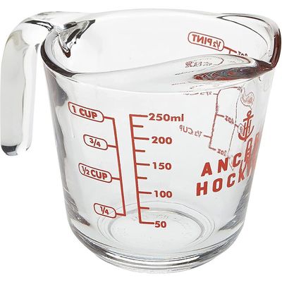 Anchor Hockingopen-Handle Measuring Cup W/ Red Dec.-55175Ahg18 - 4013908