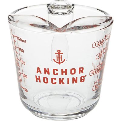 Anchor Hockingopen-Handle Measuring Cup W/ Red Dec.-55175Ahg18 - 4013908
