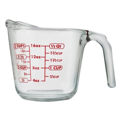 Anchor Hockingopen-Handle Measuring Cup W/ Red Dec.-55175Ahg18 - 4013908