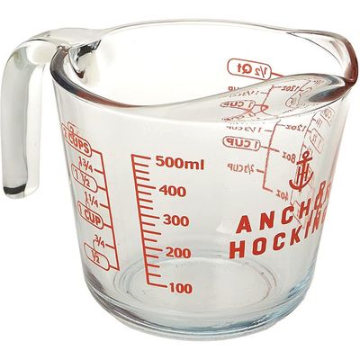 Anchor Hocking Open-Handle Measuring Cup W/ Red Dec. -55177Ahg18 - 4013909