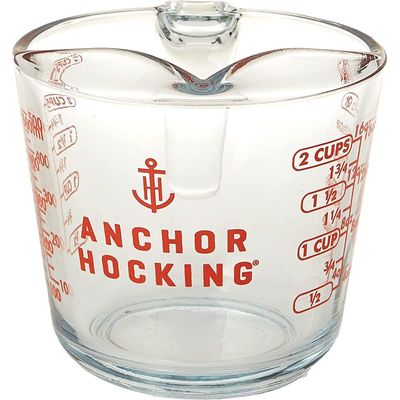 Anchor Hocking Open-Handle Measuring Cup W/ Red Dec. -55177Ahg18 - 4013909