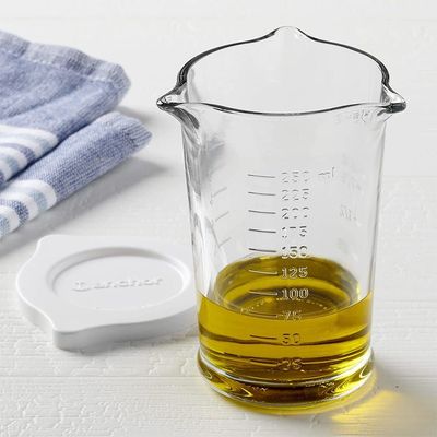 Anchor Hocking 8 Oz/250Ml Triple Pour Embossed Measuring Glass W/ White Lid-94793Ahg18 - 4013913