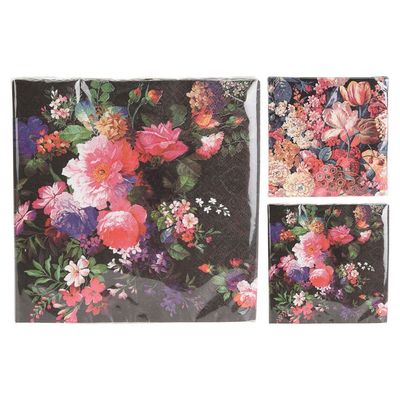On - Flower Designs 20pcs Napkins Set - 33X33cm - Assorted - 602000190