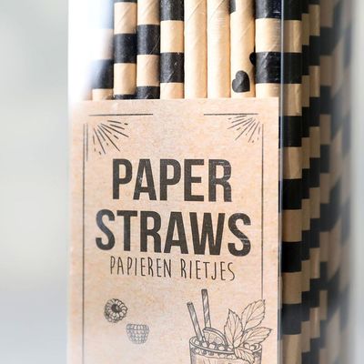 On - Drinking Straws Paper 100pcs Set 195X6mm - Rt1310010