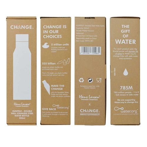 Hunfeld - Change Collection Ss Double Wall Water Bottle - White
